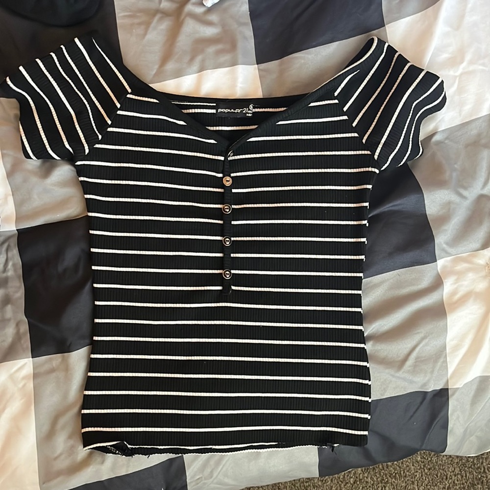 Stripped black and white shirt